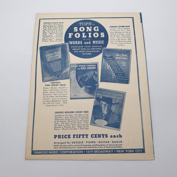 Vintage Sheet Music 1930 My Ideal Piano Voice Ukulele Leo Robin Barry Wood - Picture 2 of 4